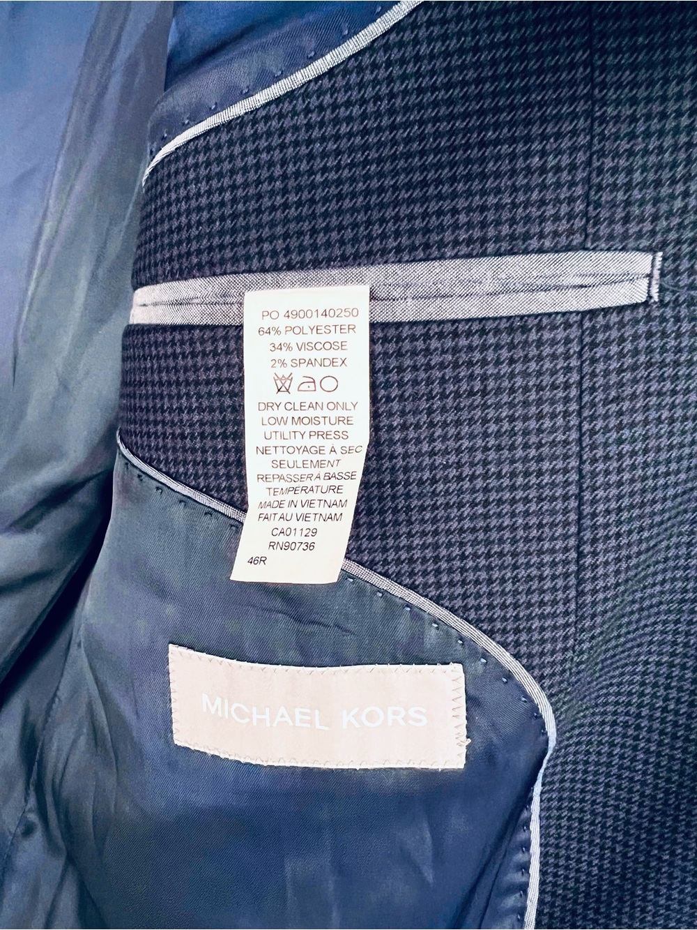 Michael Kors Blue Houndstooth Sport Coat - Picture 3 of 10